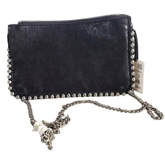 Zara Black Chain Studded Clutch NWT Bag With Zipper Closure & Detachable Strap N - Picture 1 of 8